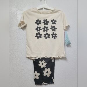 Cat & Jack Girls Floral Print Top and Leggings Sleepware Set Nwt